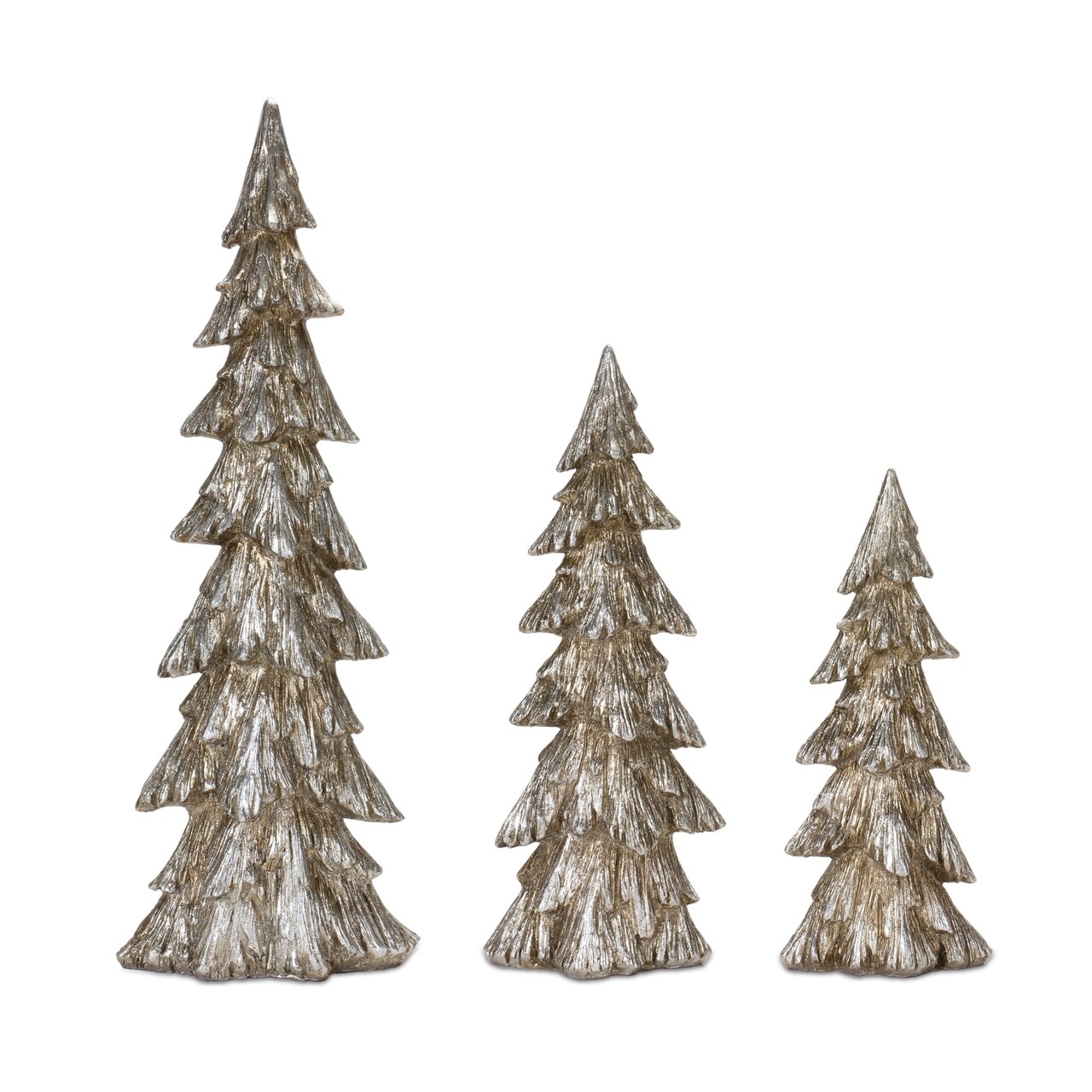 Melrose Metallic Christmas Tree Tabletop Decorations - 25" - Gold and Silver - Set of 3